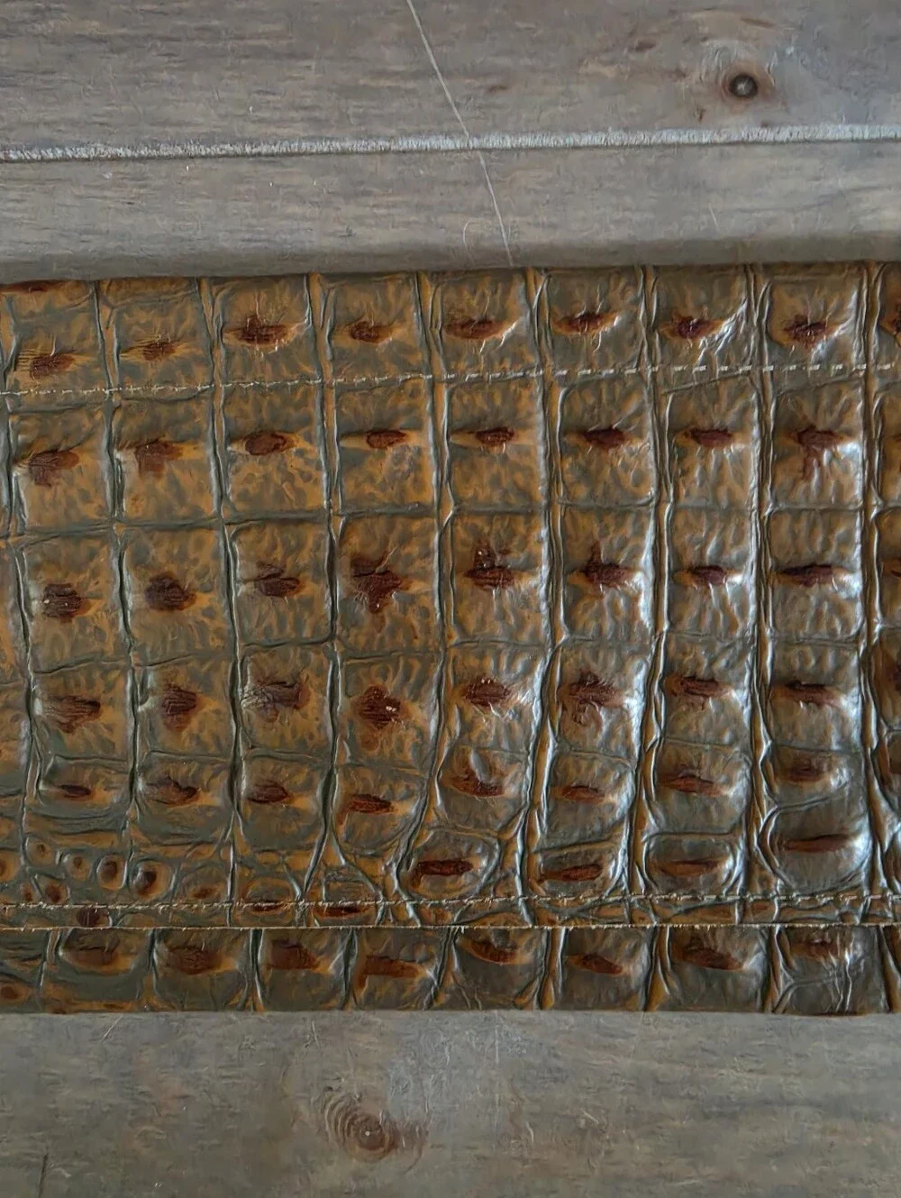 Vintage 1970s-80s Genuine Hand Crafted Hornback Crocodile Skin Clutch